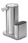Simplehuman 14oz Sensor Pump, Touch-free Hand Soap Dispenser With Sponge Caddy In Brushed Stainless Steel