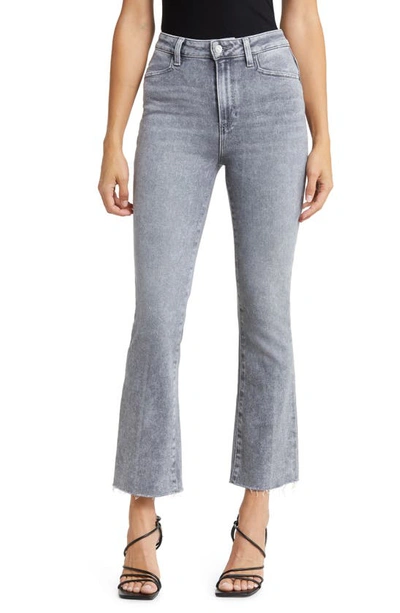 Paige Claudine High Waist Raw Hem Flare Jeans In Grey Storm