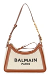 Balmain B-army Canvas & Leather Shoulder Bag In Gem Natural/ Brown