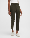 Vince Solid Cotton Cigarette Trousers In Dk Pine