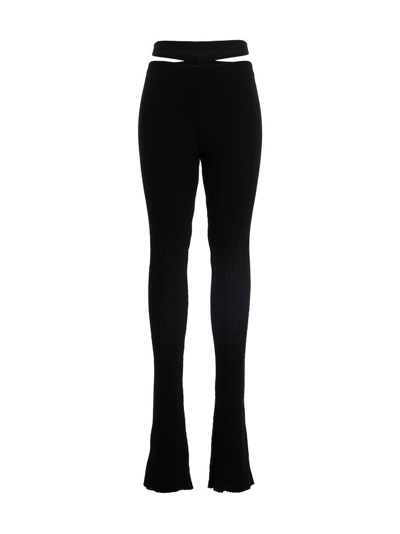 Andrea Adamo Ribbed Knitted Trousers In Black