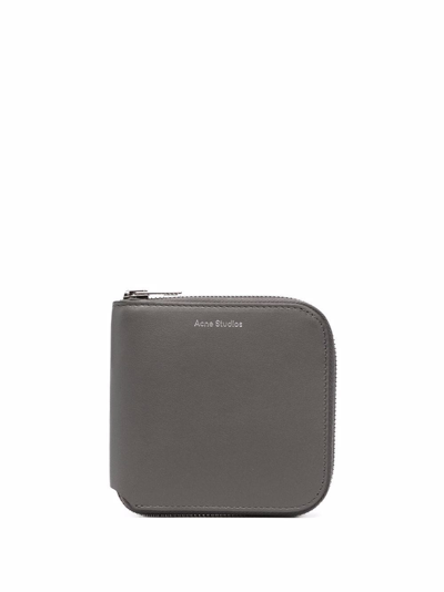 Acne Studios Leather Zipped Wallet In Grey