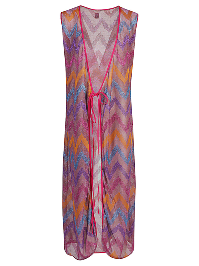 Feel Me Fab Quadrifoglio Printed Long Dress In Multicolor