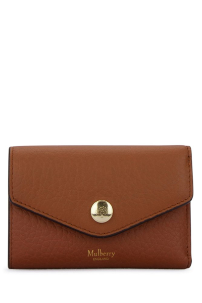 Mulberry Logo Detailed Foldover Top Wallet In Brown