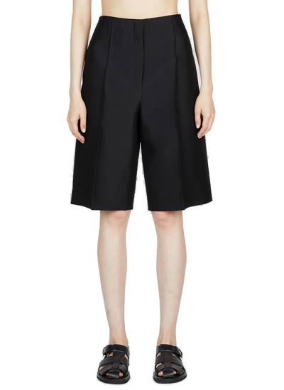 The Row Flash Pleated Wool-silk Knee-length Shorts In Black