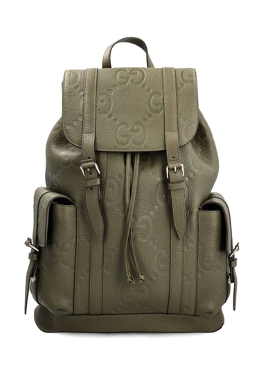 Gucci Logo Debossed Buckle Detailed Backpack In Green