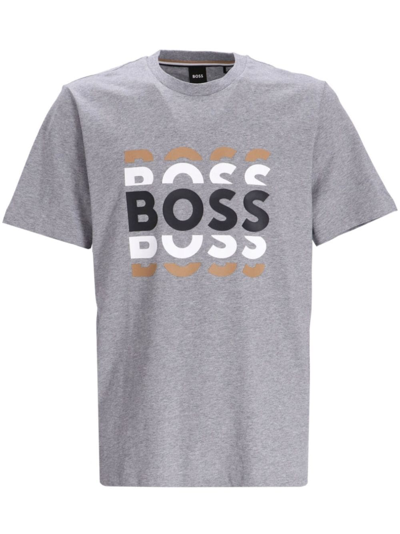Hugo Boss Logo-print Cotton T-shirt In 灰色