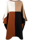 Chloé Colorblock Wool Blend Long Poncho In 褐色