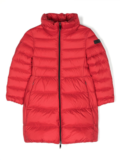 Il Gufo Long-line Feather Down Raincoat In Red