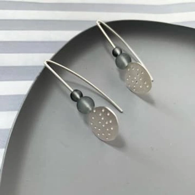 Claire Lowe Jewellery Silver Pebble And Bead Drop Earrings In Metallic
