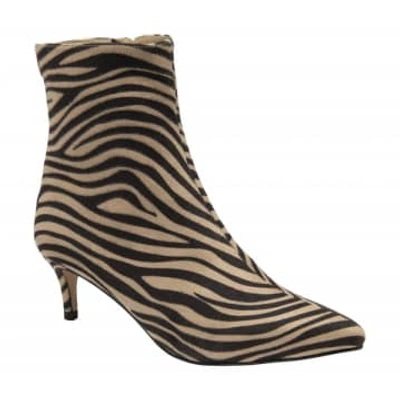 Ravel Brown & Beige Zebra-print Currans Pointed-toe Ankle Boots In Brown/beige Zebra