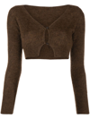 Jacquemus Brown Le Alzou Cropped Cardigan In Brown
