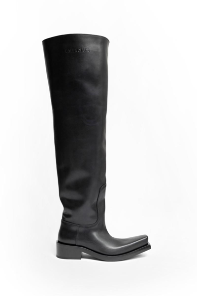 Balenciaga Santiago Leather Boots In Black