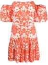Borgo De Nor Ziggy Off-the-shoulder Floral-print Cotton Mini Dress In Hemera Red