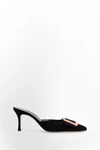 Manolo Blahnik 50mm Maysalebi Suede Mules In Black