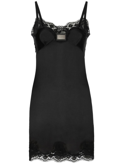 Dolce & Gabbana Lace-detail Minidress In Black