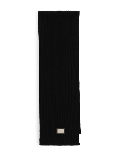 Dolce & Gabbana Kids' Logo-plaque Knitted Scarf In Black