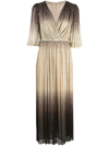 Costarellos Ellery Pleated Lurex Gown In Gold