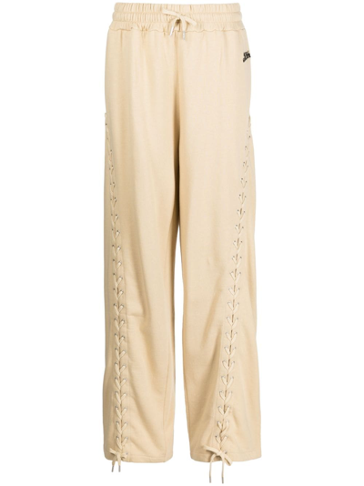 Jean Paul Gaultier Lace-up Track Pants In 68-beige