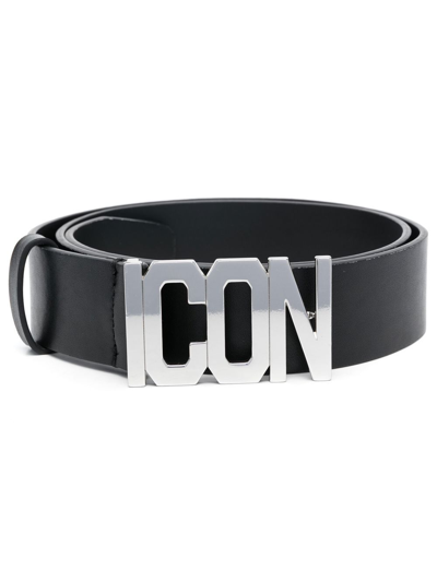 Dsquared2 Icon Leather Belt In Black