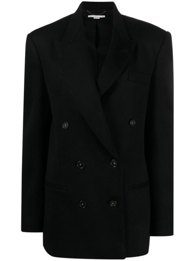 Stella Mccartney Oversized Double-breasted Wool-blend Jacket In Black
