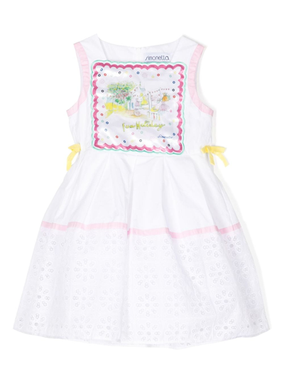 Simonetta Kids' Graphic Print Dress In White