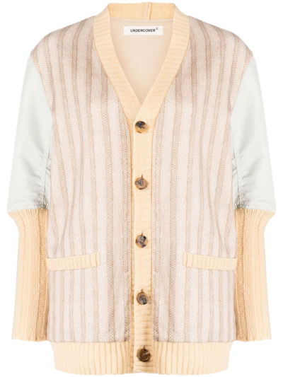 Undercover Ribbed-knit Panelled Jacket In Neutrals