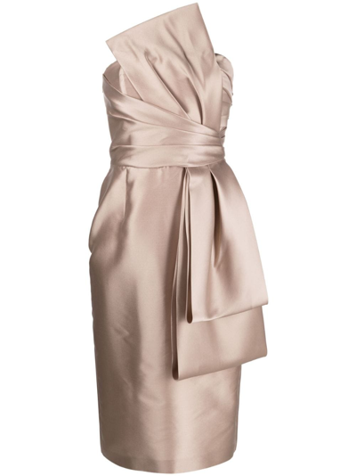 ALBERTA FERRETTI STRAPLESS DRAPED MIDI DRESS