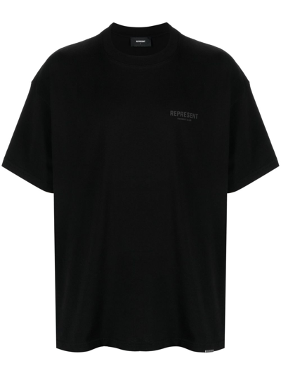 Represent Owners Club Logo Cotton T-shirt In Black