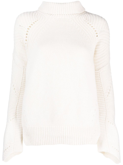 Ermanno Scervino Crochet-knit High-neck Jumper In White