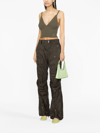 Blumarine Military Green Knit Top With Embroidered Logo In Wool Woman In Green