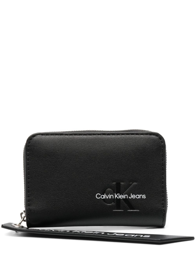 Calvin Klein Jeans Est.1978 Logo-embellished Faux-leather Wallet In Black