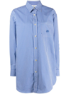 Etro Striped Cotton Oversized Shirt In Blue