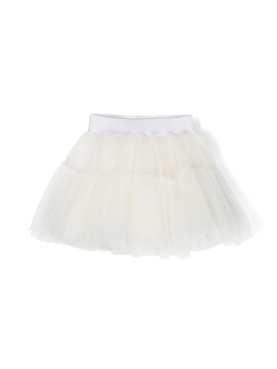 Monnalisa Kids' Logo-waistband Tutu Skirt In White