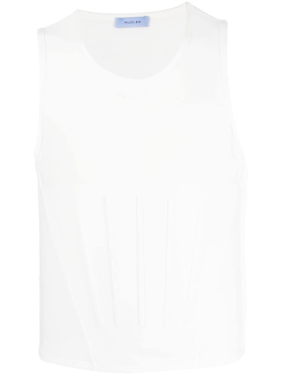 Mugler Corseted Jersey Tank Top In White