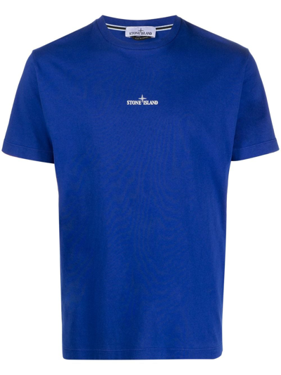 Stone Island Logo-print Cotton T-shirt In Blue