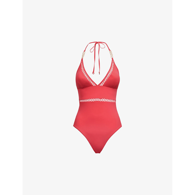 Reiss Womens Coral Ray Halter-neck Swimsuit