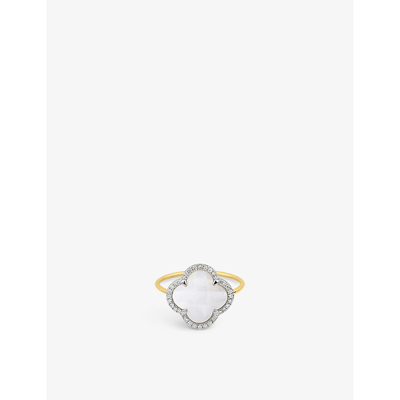The Alkemistry Womens Yellow Gold Morganne Bello 18ct Yellow-gold And Diamond Mother Of Pearl Ring