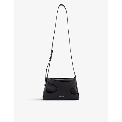 Ferragamo Cut-out Detailing Leather Mini Bag In Nero