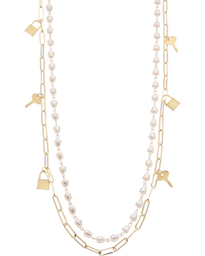 Juvell 18k Plated Pearl Link Necklace