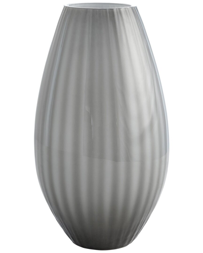 Global Views Cased Glass Stripe Vase In White