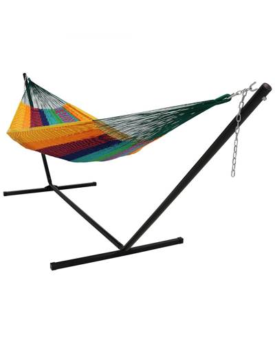 Sunnydaze Xxl Thick Mayan Hammock With 15' Stand 400-lb. Capacity In Red
