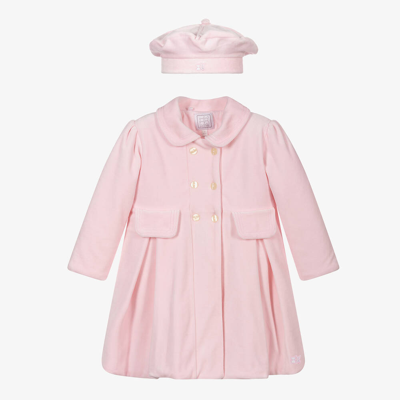 Emile Et Rose Baby Girls Pink Velour Coat & Hat Set