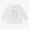 TARTINE ET CHOCOLAT TARTINE ET CHOCOLAT GIRLS IVORY COTTON FLORAL T-SHIRT