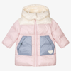 EMPORIO ARMANI BABY GIRLS PINK COLOURBLOCK PUFFER COAT