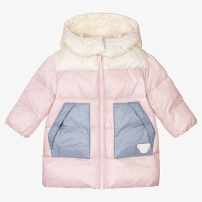 Emporio Armani Babies' Logo标牌蓬松夹克 In Pink