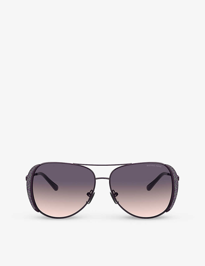 Michael Kors Womens Purple Mk1082 Chelsea Rhinestone-embellished Aviator Metal Sunglasses