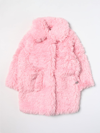 N°21 Kids' Coat In Synthetic Shearling In Pink