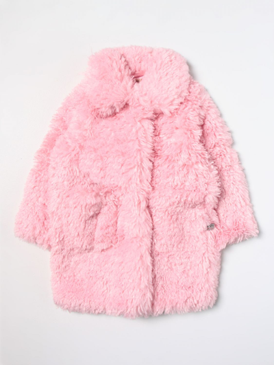 N°21 Kids' Coat In Synthetic Shearling In Pink