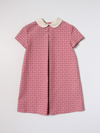 Gucci Kids' Double G Cotton Dress In Pink